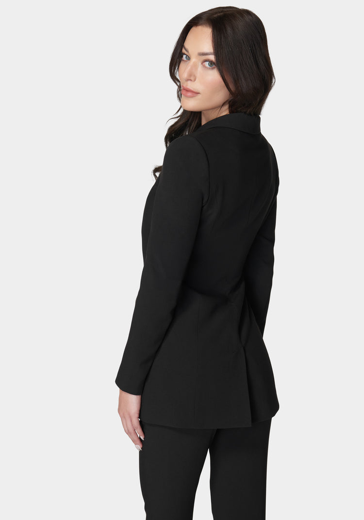 Bebe Woven Twill Cut Out Tailored Jacket