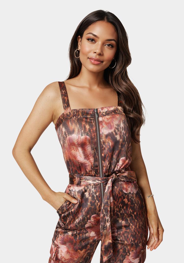 Bebe Zip Front Jogger Jumpsuit