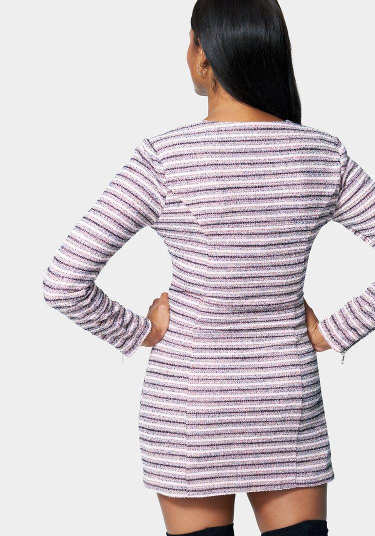 Bebe Zip Front Tweed Mini Dress