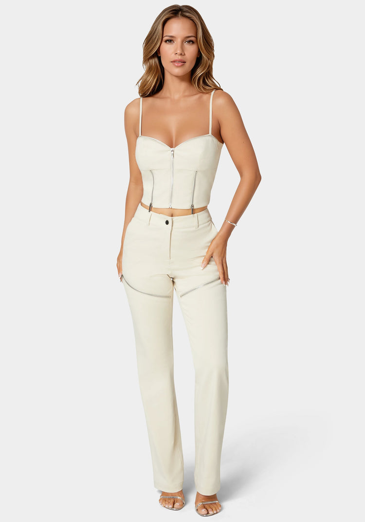 Bebe Zipper Detail Corset Top