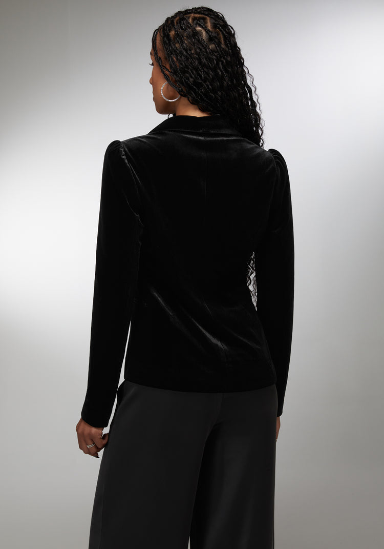 Bebe Corset Illusion Velour & Organza Tailored Blazer