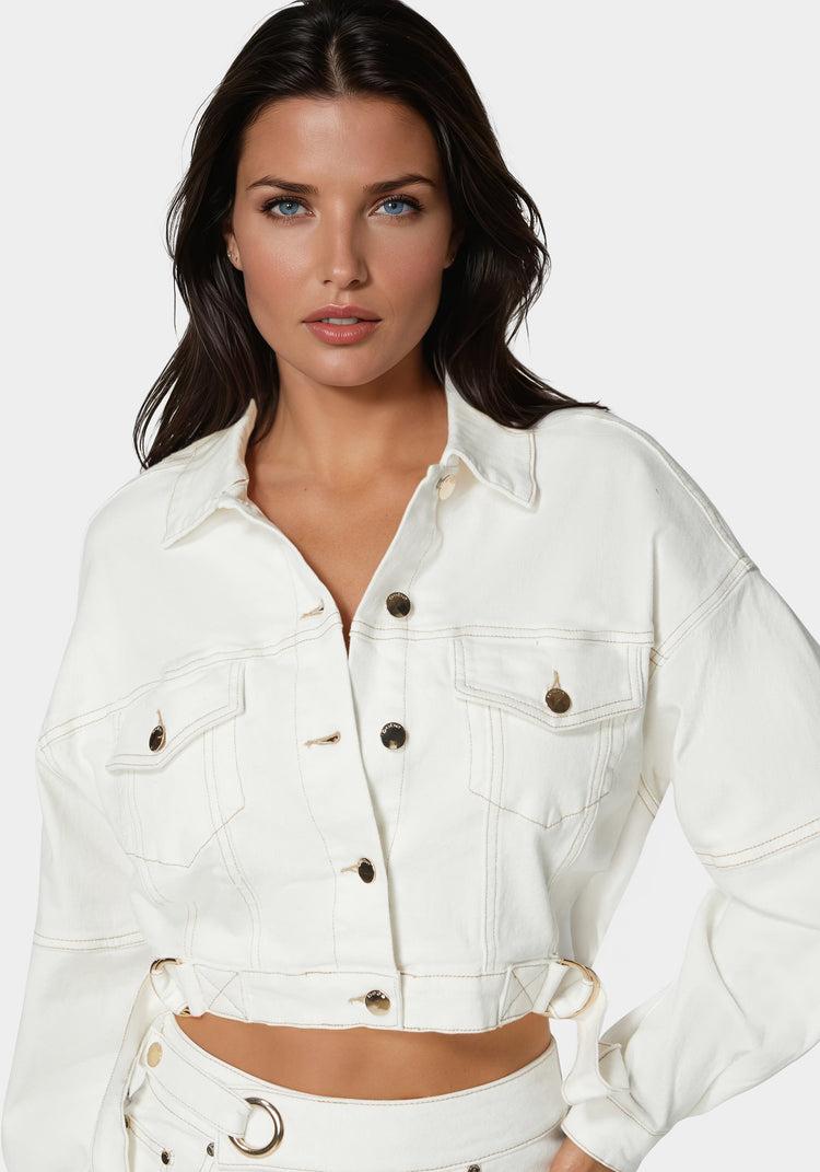 Bebe Dropped Shoulder D Ring Detail Oversized Denim Jacket