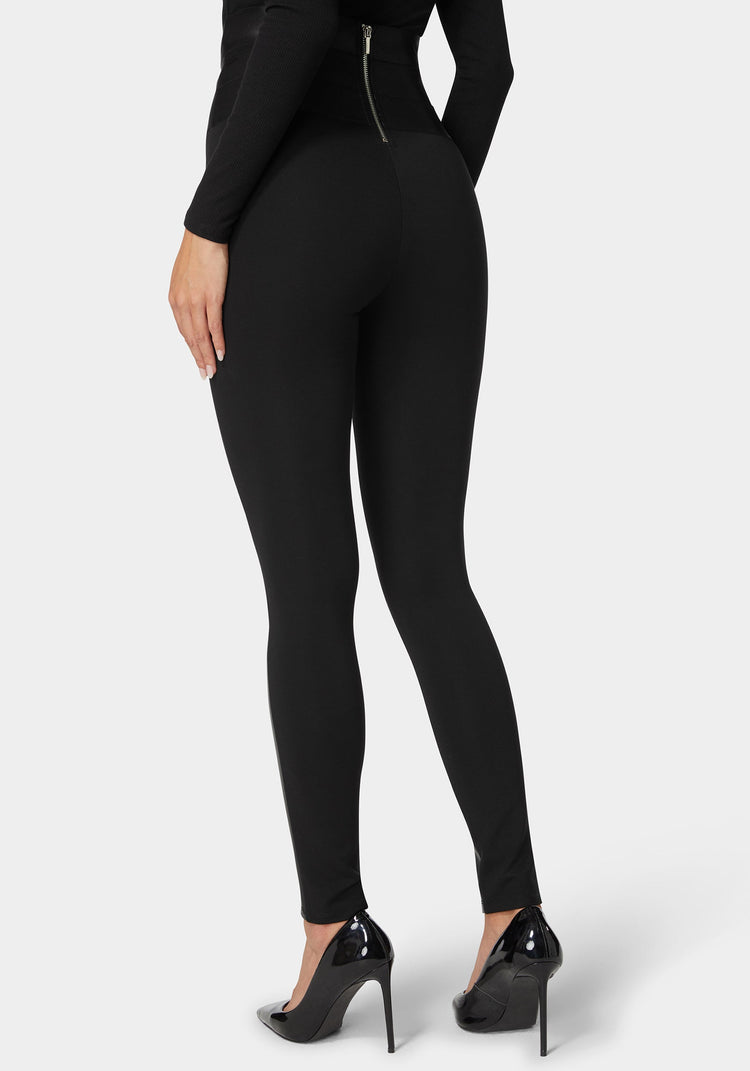 Bebe High Waist Stud Details Vegan Leather Insert Pdr Legging