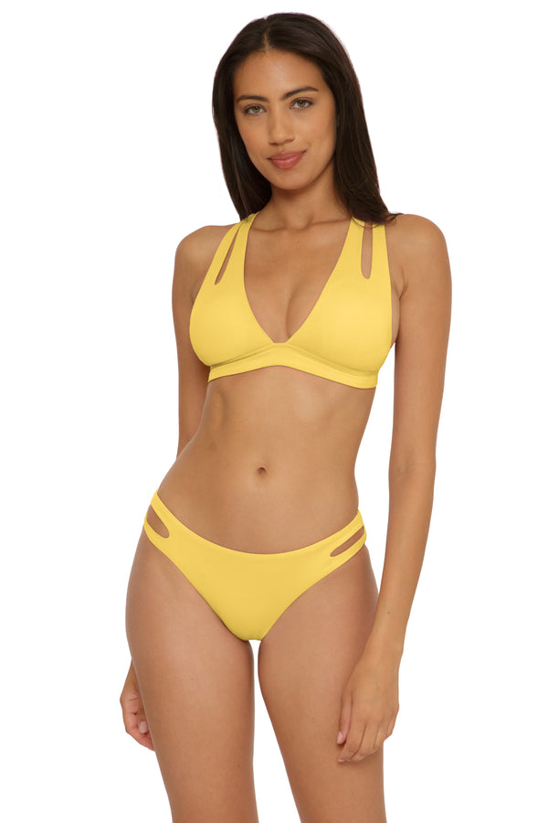 Becca By Rebecca Virtue 2PC SET HALTER/HIPSTR BANANA