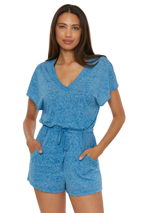 Becca By Rebecca Virtue BEACH DATE ROMPER LAGOON