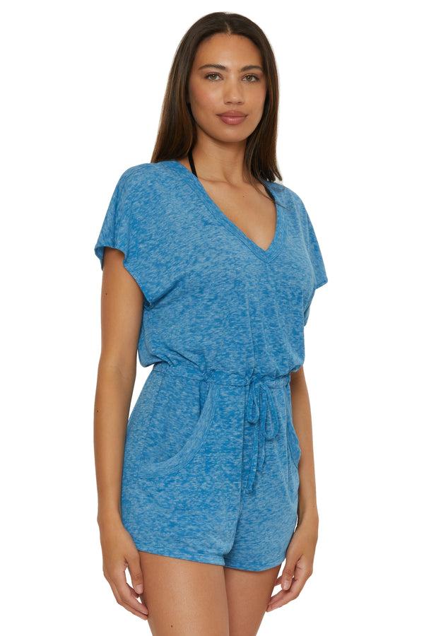 Becca By Rebecca Virtue BEACH DATE ROMPER LAGOON
