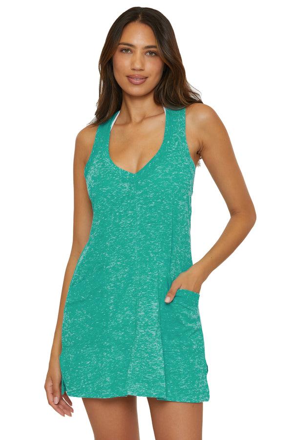 Becca By Rebecca Virtue BEACH DATE V-NECK PEACOCK
