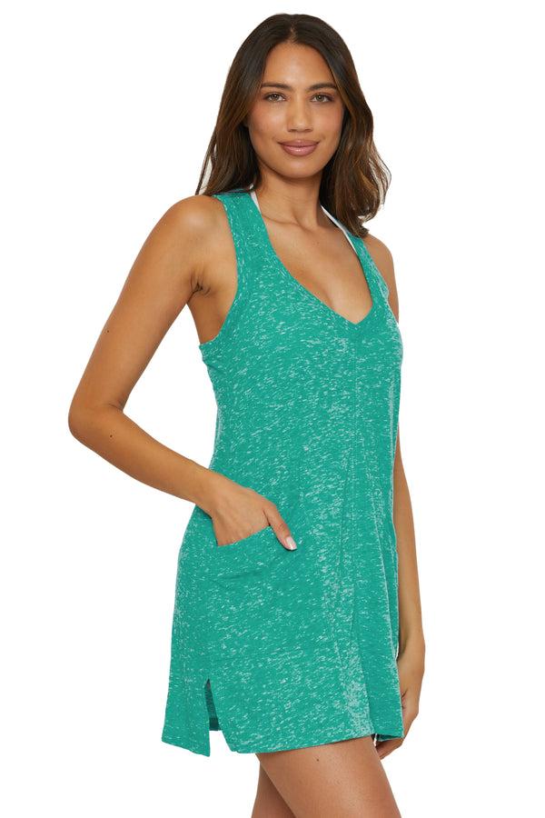 Becca By Rebecca Virtue BEACH DATE V-NECK PEACOCK