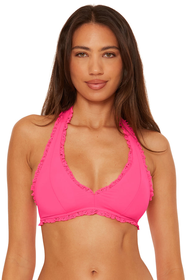 Becca By Rebecca Virtue FRILLS HALTER TOP PUNCH