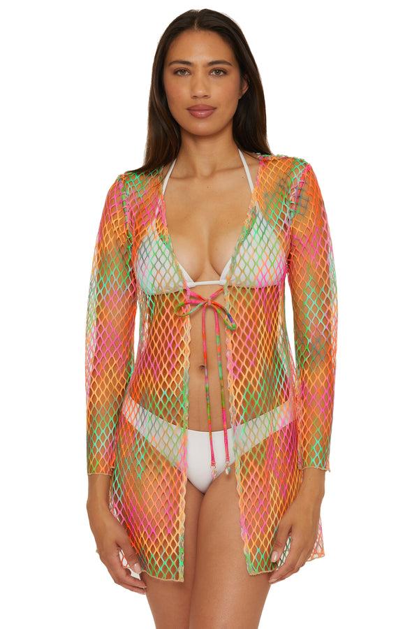 Becca By Rebecca Virtue MIRAGE FISHNET TUNIC MULTI