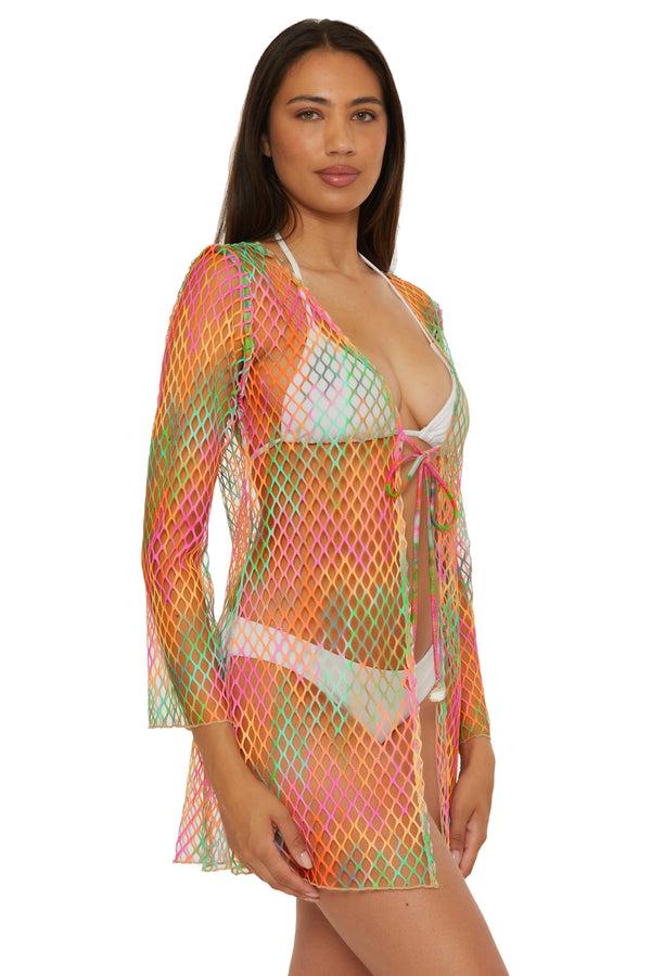 Becca By Rebecca Virtue MIRAGE FISHNET TUNIC MULTI