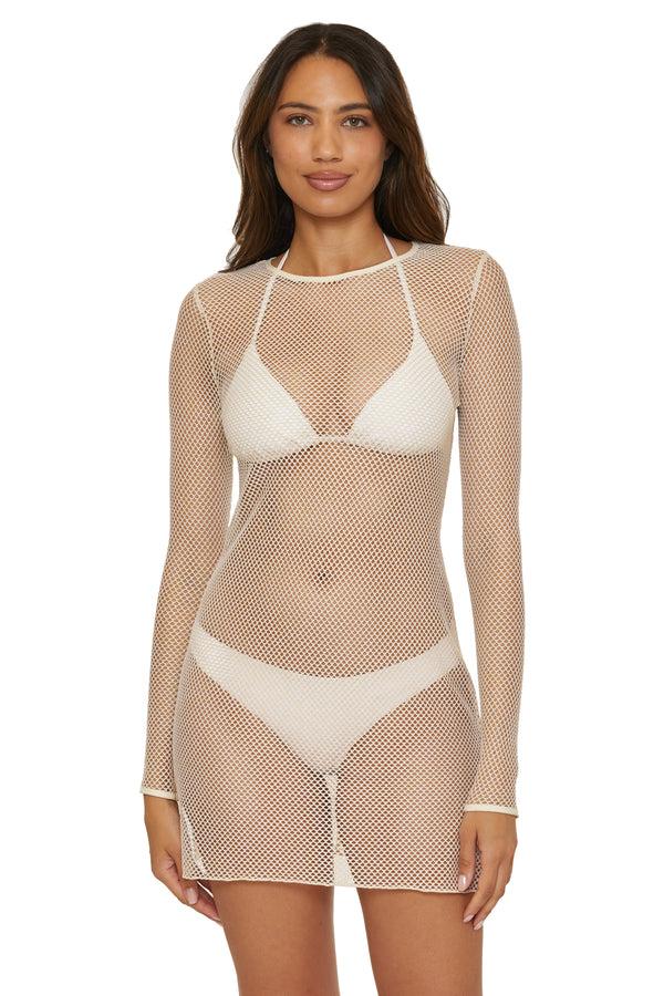 Becca By Rebecca Virtue NETWORK SCOOP DRESS ECRU