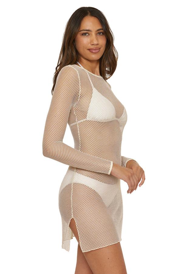 Becca By Rebecca Virtue NETWORK SCOOP DRESS ECRU