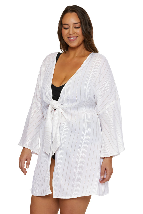 Becca By Rebecca Virtue RADIANCE OPEN TUNIC WHITE