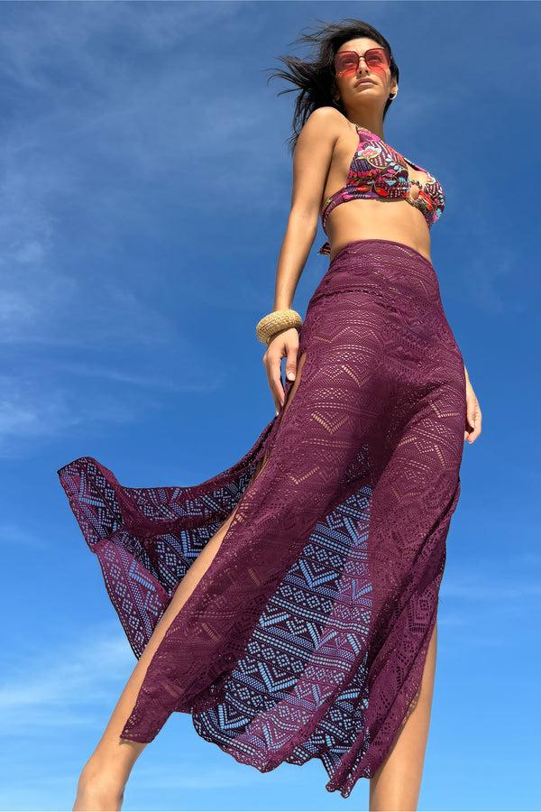 becca by rebecca virtue COLOR PLAY MAXI SKIRT AUBERGINE
