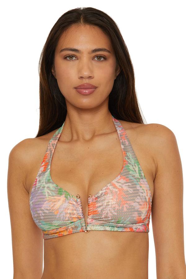 Becca By Rebecca Virtue CORAL REEF HALTER TOP MULTI