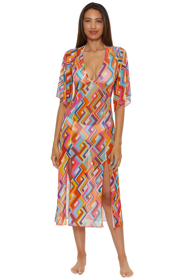 Becca By Rebecca Virtue LAS PALMAS MESH DRESS MULTI