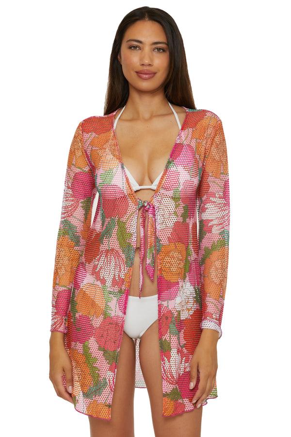 Becca By Rebecca Virtue MESH COVER TIE FRONT PETAL MOSAIC