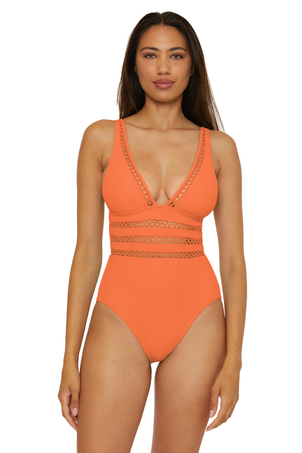 Becca By Rebecca Virtue MODERN EDGE ONE PIECE CORAL ROSE