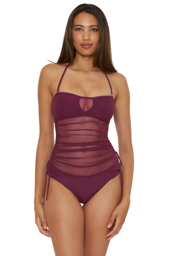 becca by rebecca virtue MUSE BANDEAU TANKINI AUBERGINE
