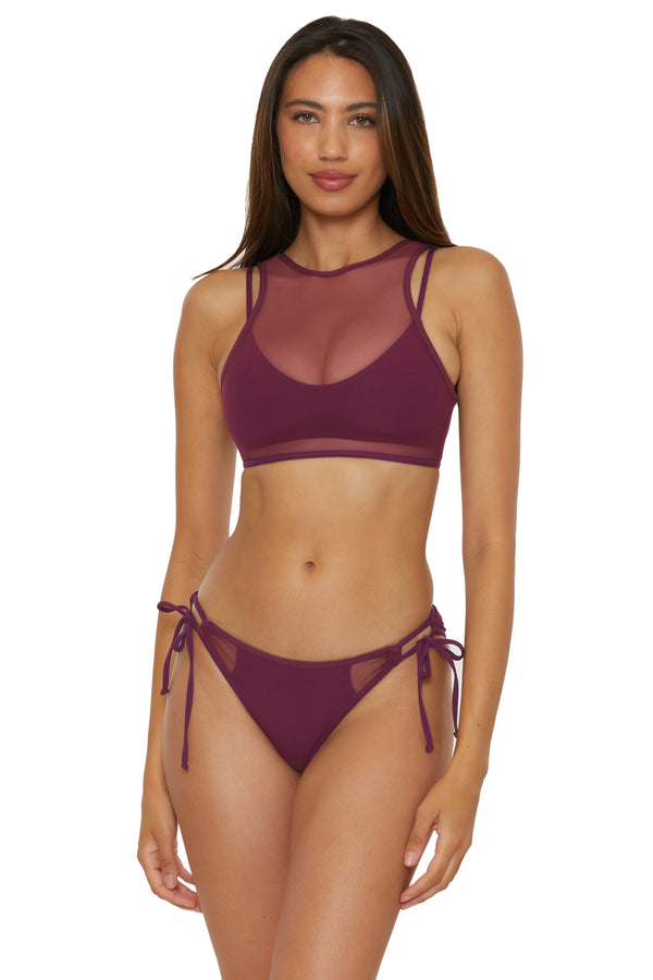 Becca By Rebecca Virtue MUSE LAYERED BRALETTE AUBERGINE