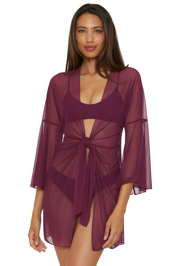 Becca By Rebecca Virtue MUSE MESH COVER UP AUBERGINE
