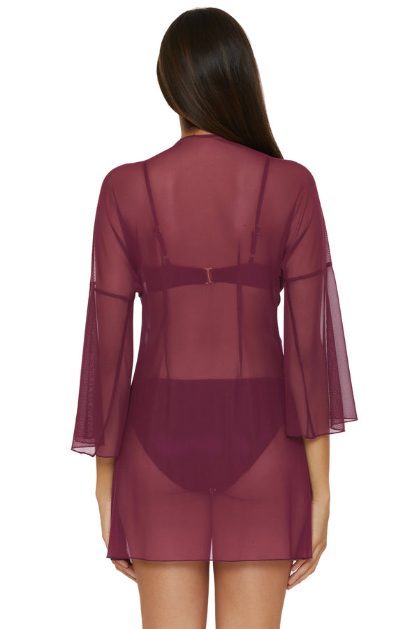 Becca By Rebecca Virtue MUSE MESH COVER UP AUBERGINE