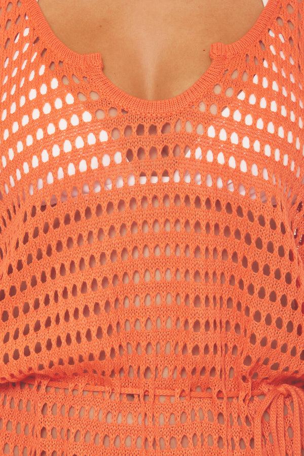 Becca By Rebecca Virtue PLAYA CROCHET DRESS CORAL ROSE