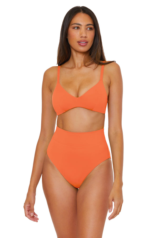 Becca By Rebecca Virtue REVERSIBLE HI-WAIST PUNCH/CORAL ROSE