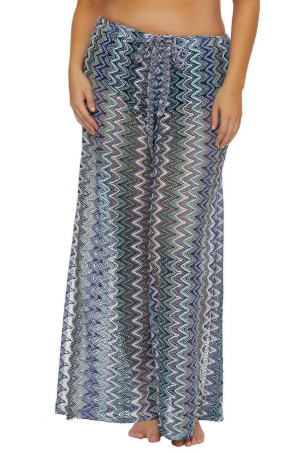 Becca By Rebecca Virtue SUNDOWN ZIG ZAG PANT AQUA SEA MULTI