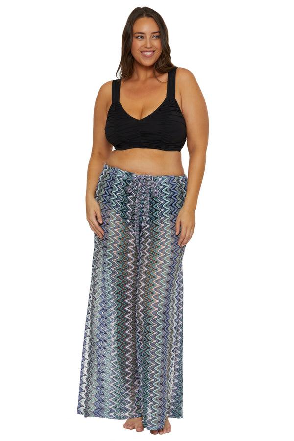 Becca By Rebecca Virtue SUNDOWN ZIG ZAG PANT AQUA SEA MULTI