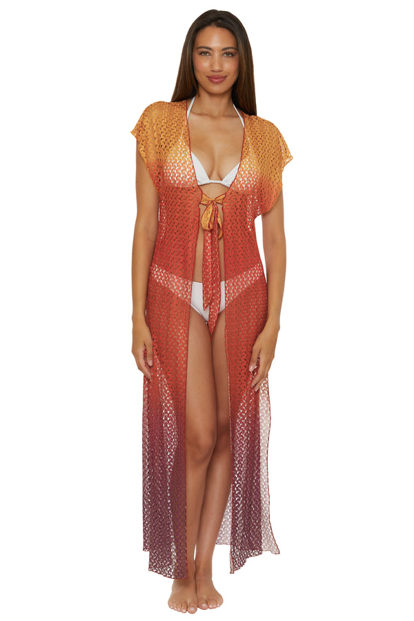 Becca By Rebecca Virtue SUNSET OMBRE ROBE FIRE/AUBERGINE