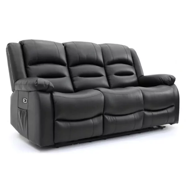 bedworld Alva Black Recliner 3 Seater Sofa