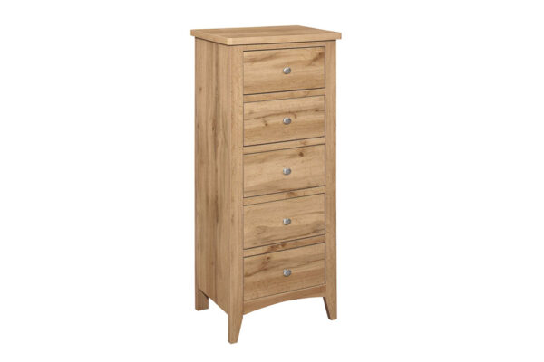 bedworld Birlea Hampstead Oak 5 Drawer Tall Chest