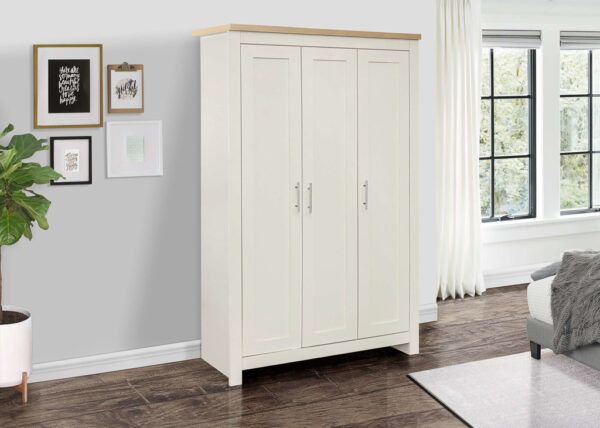 bedworld Birlea Highgate Cream & Oak 3 Door Wardrobe