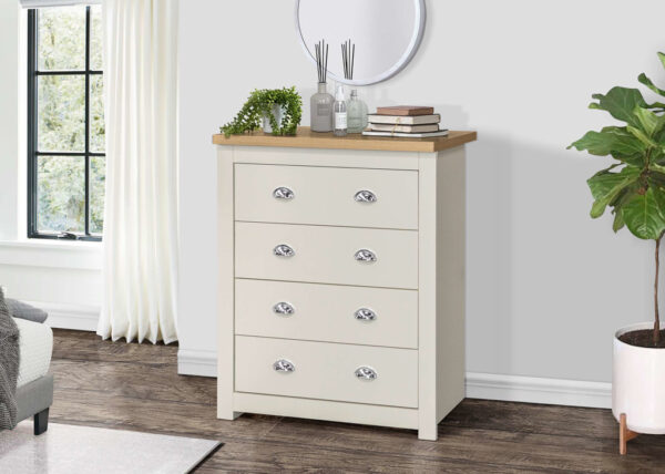 bedworld Birlea Highgate Cream & Oak 4 Drawer Chest