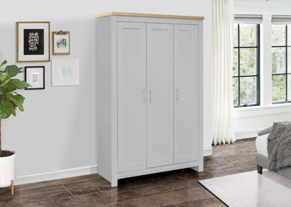 bedworld Birlea Highgate Grey & Oak 3 Door Wardrobe