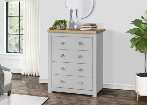 bedworld Birlea Highgate Grey & Oak 4 Drawer Chest