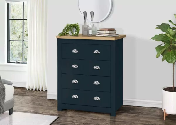bedworld Birlea Highgate Navy & Oak 4 Drawer Chest