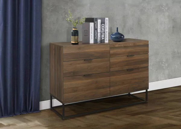 bedworld Birlea Houston Walnut 6 Drawer Chest