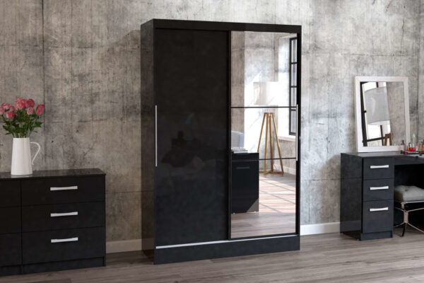 bedworld Birlea Lynx Black 2 Door Sliding Wardrobe