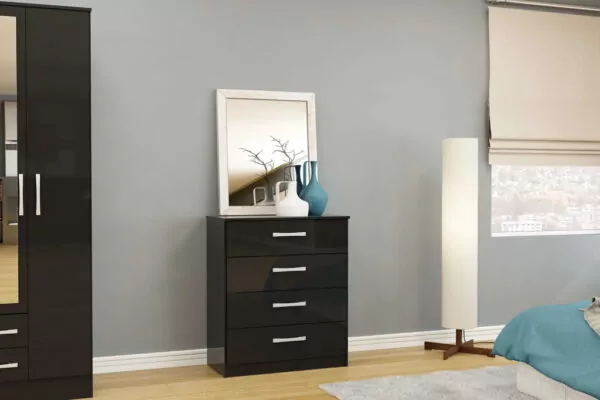bedworld Birlea Lynx Black 4 Drawer Chest