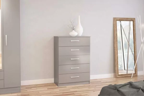 bedworld Birlea Lynx Grey 5 Drawer Chest