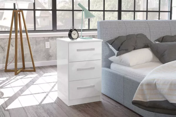 bedworld Birlea Lynx White 3 Drawer Bedside