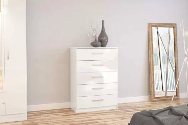 bedworld Birlea Lynx White 5 Drawer Chest
