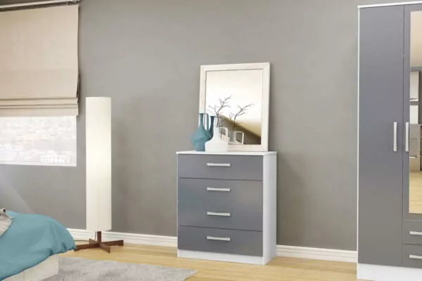 bedworld Birlea Lynx White & Grey 4 Drawer Chest