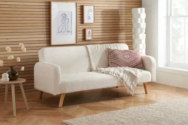 bedworld Birlea Micah Boucle White Sofa Bed