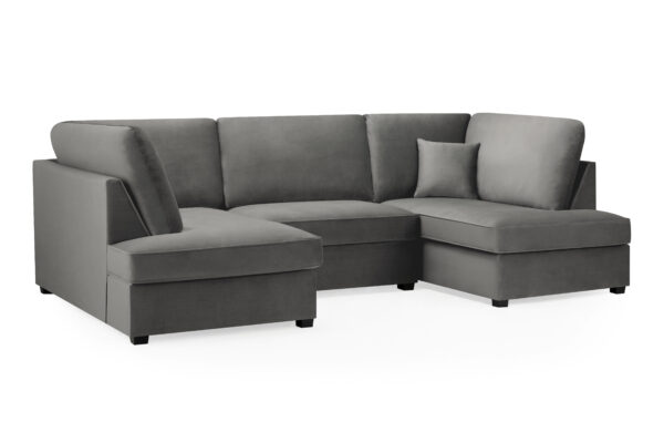 bedworld Carnaby Grey Plush U Shape Corner Sofa