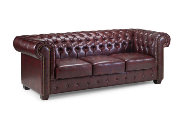 bedworld Chesterfield Oxblood Red 3 Seater Sofa