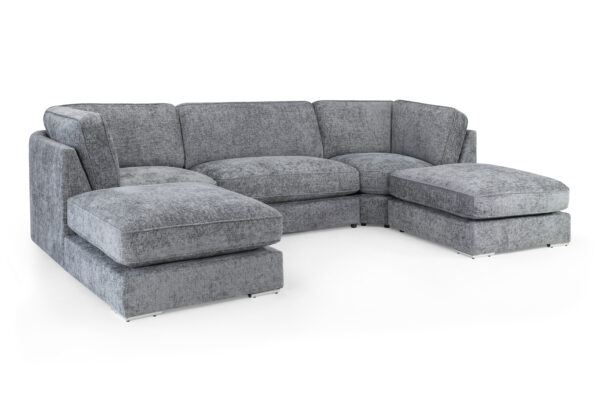 bedworld Esma Grey U Shape Corner Sofa